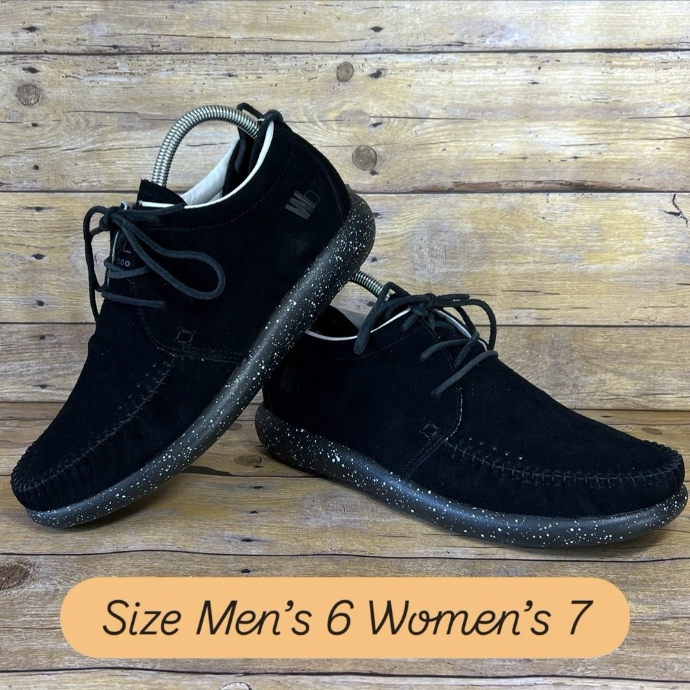 Worldboots Sz 6‎ Mens Moccasin Sneakers 100% Leather Suede Black Color